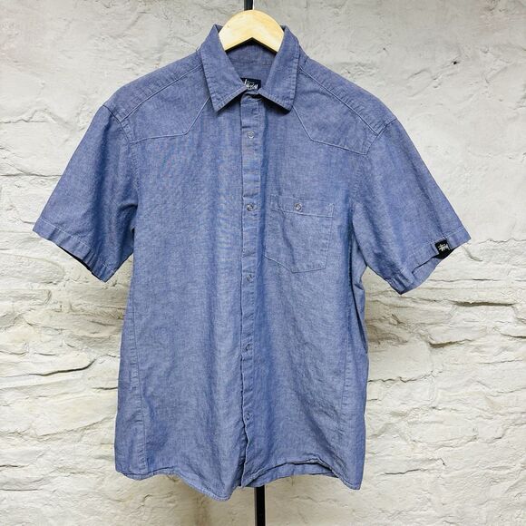 Stussy Vintage 90s y2k Western Snap Button Up Shirt Men's Size Large Made in USA - Picture 1 of 8
